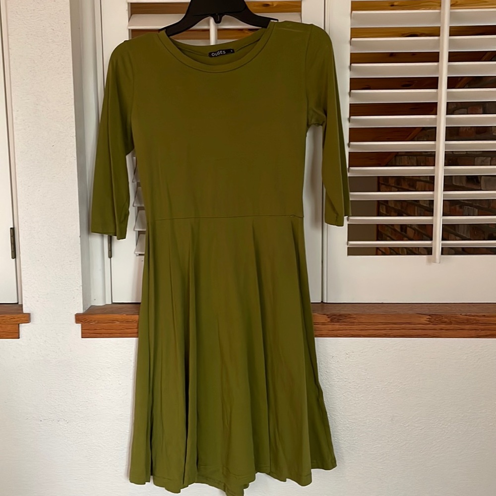 Olive green midi dress